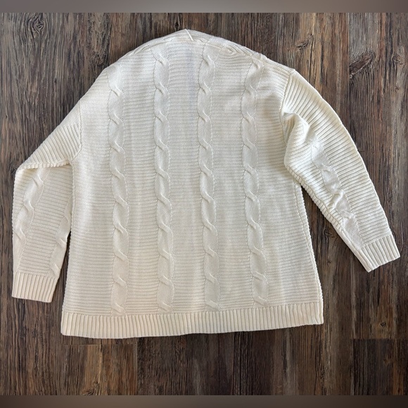 Collections Etc Cable Knit Long Sleeve Layering Cardigan Womens XL Cream 31” L - Picture 2 of 9